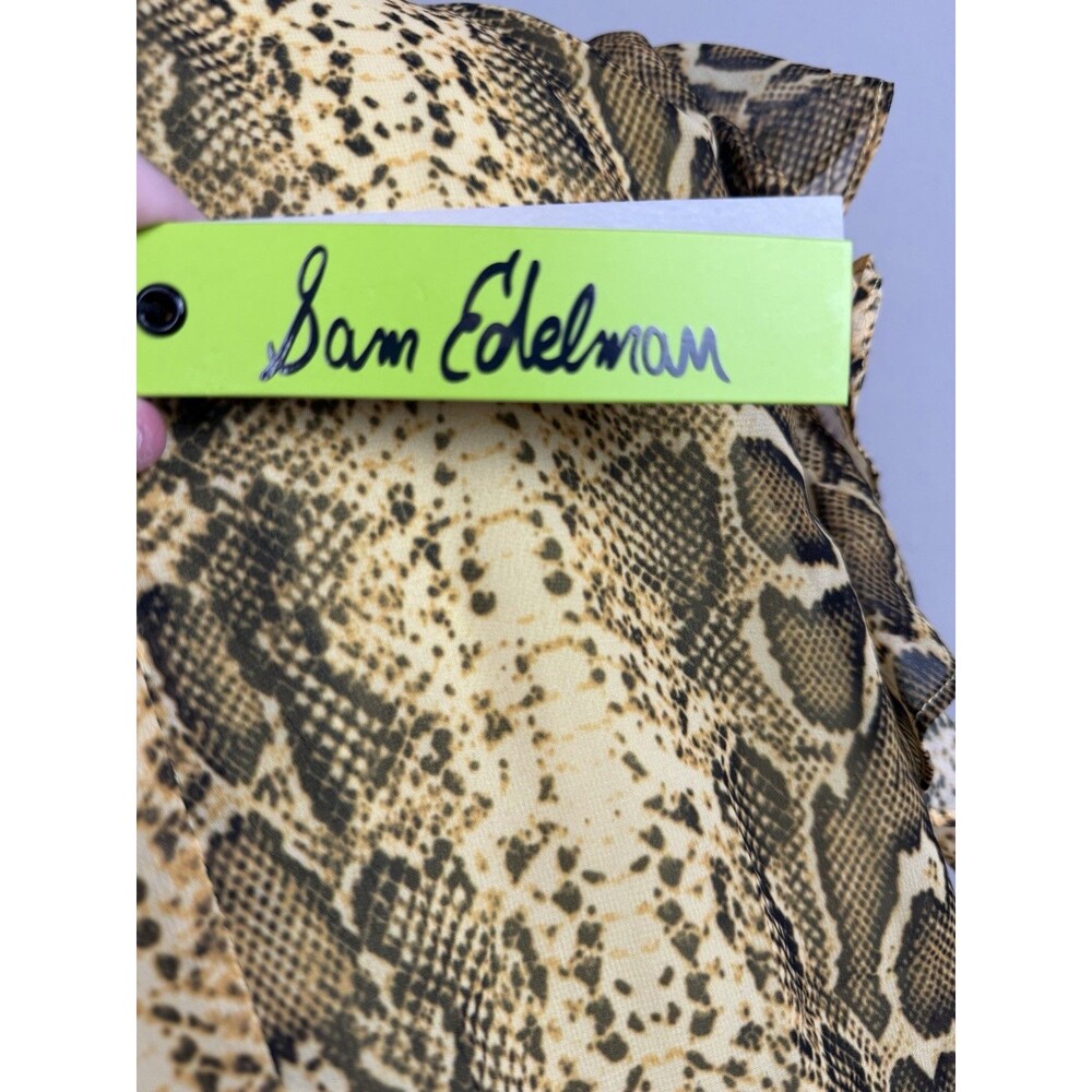 Sam Edelman Snake Print Ruffle Dress Size 10 NWT Yellow Multi - Picture 15 of 16